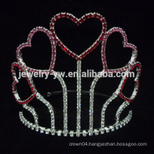Heart design colored stone pageant crown